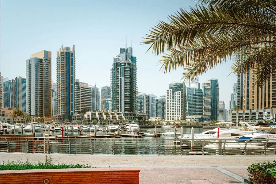 Dubai Marina waterfront district in Dubai, United Arab Emirates